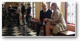 Mathilde Seigner et Patrick Chesnais en répétition dans les couloirs de la Maison Diocésaine d'Arras