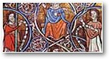 Enluminure reprenant la promesse d'une descendance au père de David. Jésus, fils de David.