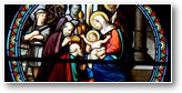 La visite des mages. Vitrail église de Bethléem