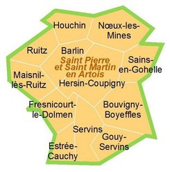 carte de la paroisse St Pierre et St Martin en Artois