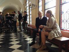 Mathilde Seigner et Patrick Chesnais en rÃ©pÃ©tition dans les couloirs de la Maison DiocÃ©saine d'Arras