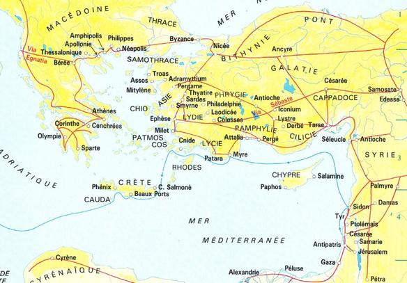 Actes, carte des voies romaines