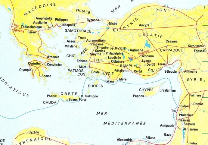 Actes, carte des voies romaines
