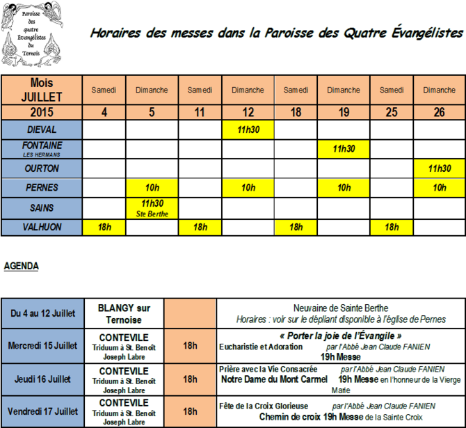 Calendrier Juillet